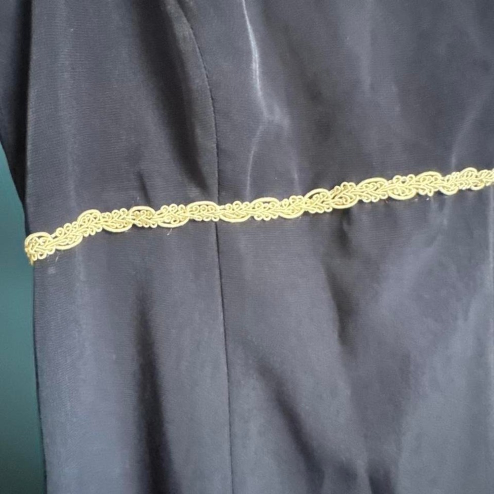 Vintage Navy Formal Dress Women's Size Small Lace High Neck Maxi Gown Boho - Picture 4 of 8
